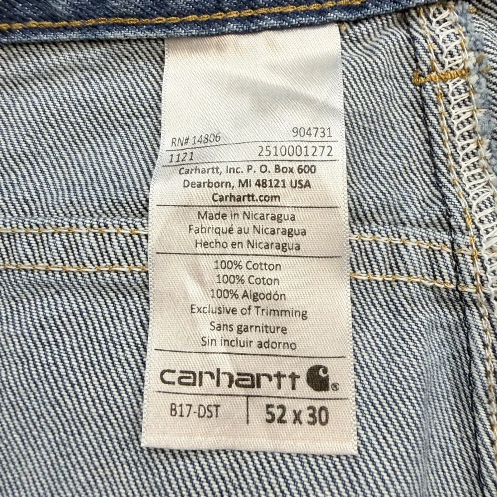 Carhartt B17-DST‎ Relaxed Fit Tapered Leg Blue Denim Jeans Mens 52x30 NWT